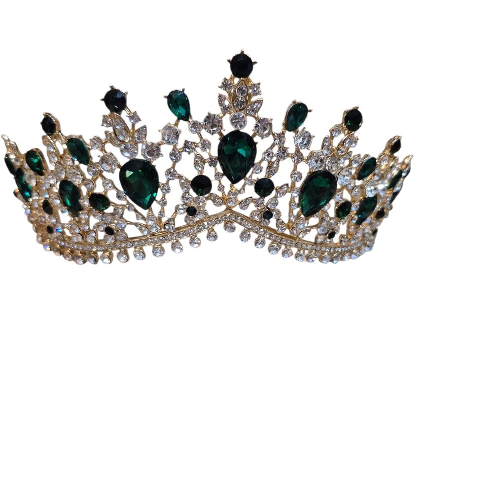 Tiara Emerald Tone Gemstones And Rhinestones Cubic Zirconua Homecoming Bridal